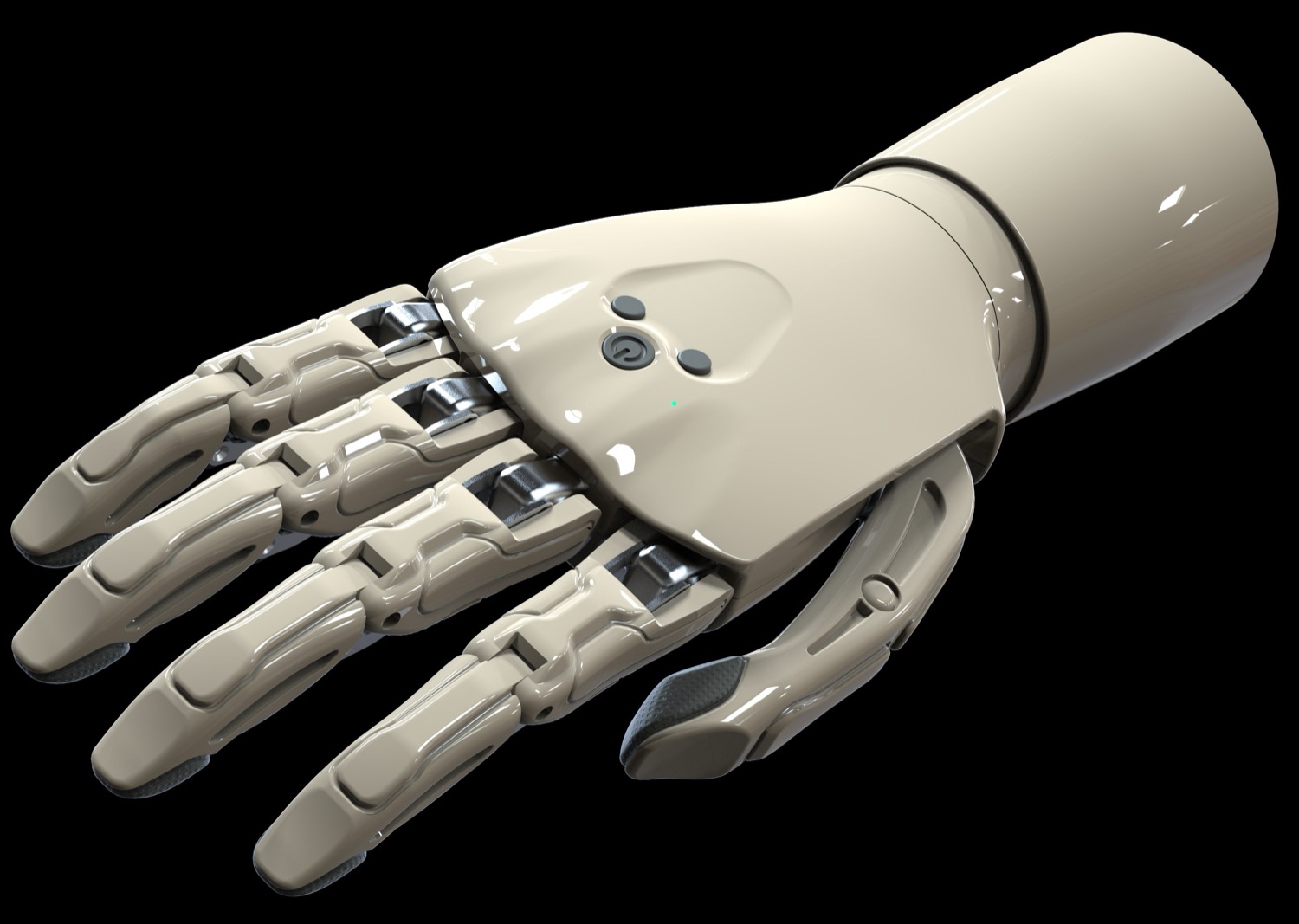 The Deterica hand: a five-finger prosthetic hand.
